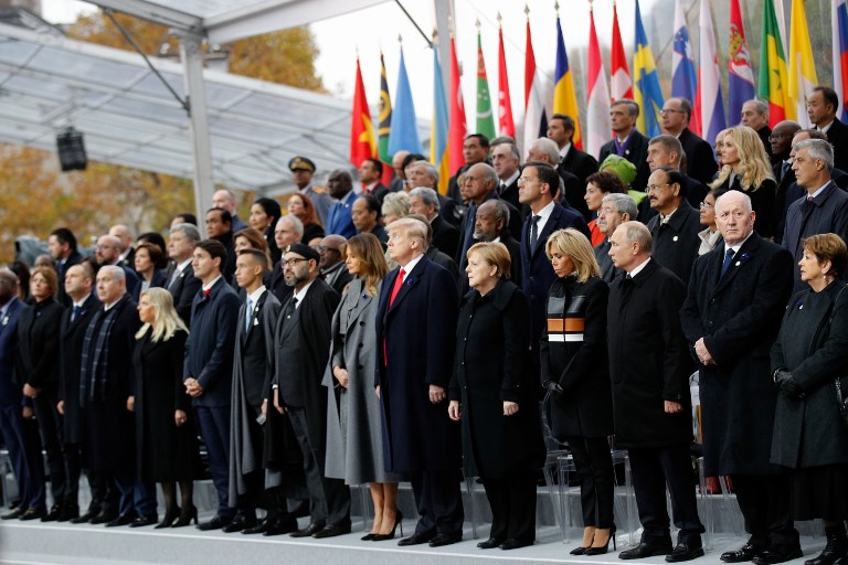 World leaders gather in Paris to mark the 100 100 years since the end of the World War I. (Photo: AFP)